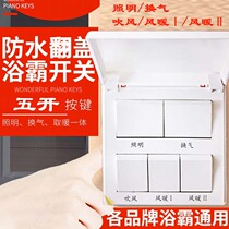 Heating fan bath switch 86 type 5 open cover bathroom 5 control coupling switch waterproof flying 16A high power profit