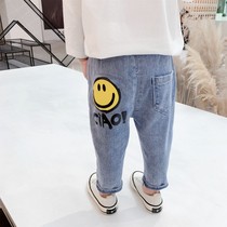 Childrens jeans spring and autumn models 2021 new womens clothing foreign style single pants children long pants tide spring and autumn Korean version