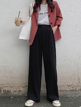 Wide leg pants womens high waist drape feel 2021 new summer suit pants straight tube loose black Joker slim drag pants