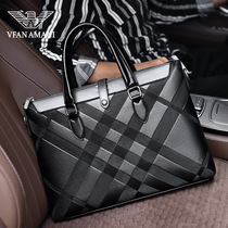 VFYWMANI Mens Briefcase Business Tote Bag Contrast Luxury Office Shoulder Cross Body Bag Horizontal Mens Bag