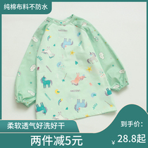 Full cotton long sleeve hooded sweatshirt long sleeve male and female child baby anti-dress eating clothes spring autumn and winter pure cotton hood clothes not waterproof