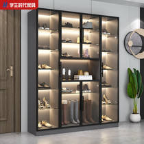 Glass door shoe cabinet Household door balcony custom solid wood storage cabinet Large capacity display cabinet Light luxury high cabinet Bag cabinet