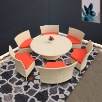 Rattan Woven Table And Chairs Outdoor Patio Furniture Villa Open-air Garden Vines Chair External Pendulum Creative Round Table Composition Suit