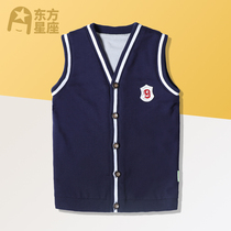 Childrens waistcoat spring boys  horse clip Middle and large childrens vest jacket spring and autumn cardigan buttons thickened British College style