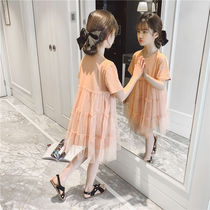 Girls dress dress with dress for summer dress 2022 new foreign air Korean version Childrens dress Summer Grand Scout princess nepotism