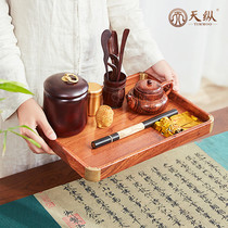 Burmese pear round tray tea room coffee table tea set fruit plate solid wood wooden household Tea Cup tray