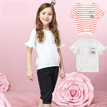 Annai childrens clothing girls summer clothing cotton round neck short-sleeved sweater T-shirt bottoming shirt AG821596