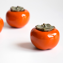 Persimmon tea pot Ceramic small household tea warehouse creative sealed tea storage pot decoration handmade mini tea storage pot