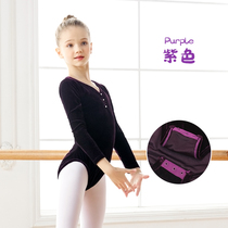 Winter Dance Suit Children Womens Warm Thickening Body Suit Long Sleeves Practice Girl Gold Velvet Purple Dancing Clothes Autumn