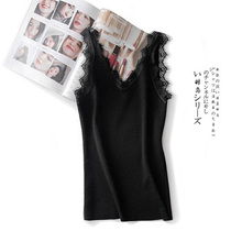 JOLIMENT eyelash lace lace stitching embellishment small camisole Vest Women summer sleeveless knitted base shirt