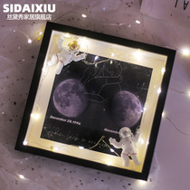 Astronaut Moon Moon Memorial Couple Photo Frame Swing Table Custom Diy Solid Hollow Handmade Birthday Present