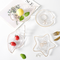 Nordic style creative gold glass plate dessert cake plate snack plate ring jewelry storage plate decoration plate