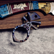 Self-defense ring buckle warrior single finger tiger outdoor camping titanium alloy play EDC survival defense broken window tool