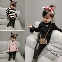 Hong Kong girl childrens clothing girl 2020 new trumpet sleeve high neck bottoming sweater rabbit velvet SS 80 yards