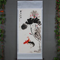 New products Chinese framed calligraphy and painting Celebrity Hung Painting Country Painting Rural Foyer Painting Decoration Painting Ink Lotus Black Two Fish