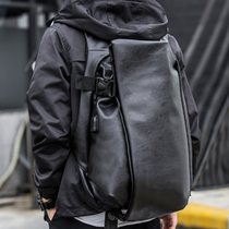 Large capacity leather backpack mens backpack waterproof computer bag light travel bag school bag college student leather bag