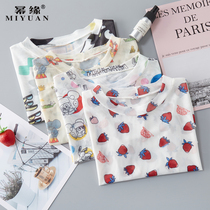 Strawberry ice silk sunscreen top Womens thin mesh inner tie base shirt Cartoon slim long-sleeved T-shirt 2021 summer