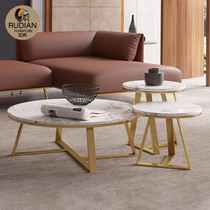 Rudian Nordic coffee table combination post-modern simple small apartment Italian light luxury stainless steel marble coffee table side