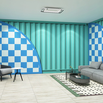 Blue Imitation Iron Sheet Container Bamboo Wood Fiber Integrated Board Industrial Wind Decorated Board Restaurant Sofa Background Wall Buttoned Board