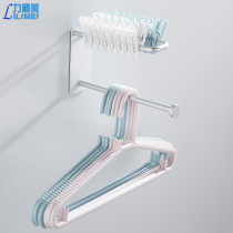 Black hanger storage shelf wall-mounted balcony clip adhesive hook drying rack artifact finishing rack wall-free hole