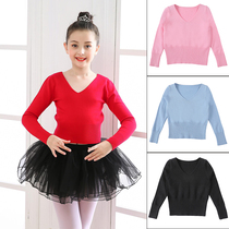 Children's dance clothing long sleeve pullover small jacket waistcoat girl children practice autumn and winter dancing clothing shawl
