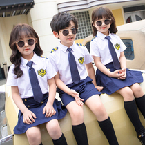 Kindergarten garden uniform Summer short sleeve suit Primary school uniform Childrens teacher male and female graduation clothing Performance clothing season