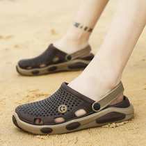 Silk Walking Bird Nest Half Slippers Mens Summer New Dongle Shoes Men Outwear Sandals Summer Seaside Outdoor Beach Shoes