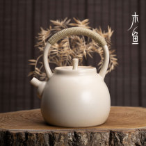 Wood fish soda glaze white mud coarse pottery lifting beam pot large ceramic kettle electric pottery stove Tea Tea Teapot charcoal stove