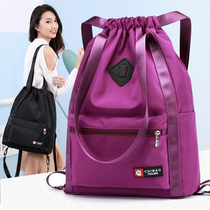 2021 new drawstring drawstring pocket nylon shoulder bag lightweight sports fitness travel large capacity folding storage double