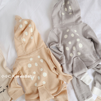 Korean baby childrens cotton hooded suit 2021 autumn new mens and womens childrens small baby sweater sweat pants