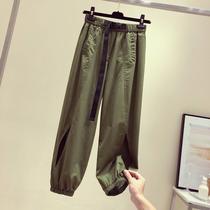 European station loose straight sports casual pants summer 2021 new high-waisted frock dress foot nine-point Harlan pants women