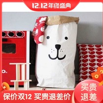 ins Nordic toy storage bag Kraft paper bag panda childrens room canvas bag finishing style thickened explosive bag