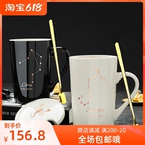 Japan ZD Mark cup with cover spoon twelve Constellation Lovers Water Glasses Office Coffee Cup Ceramic Home Cup Creativity