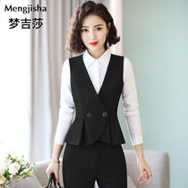 Suit vest womens short 2021 new fashion vest waistcoat formal tooling overalls professional suit womens autumn