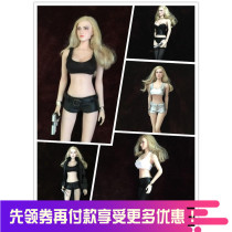 1 6 female soldiers clothes black and white imitation leather long jacket shorts lingerie suit model coated rubber vegan body