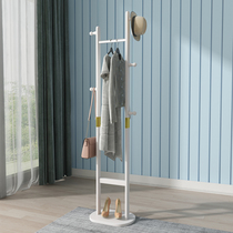 Full solid wood small hanging clothes hanger floor bedroom clothes hat rack living room Xuanguan hanging clothes rack room containing shelve