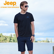 Jeep official Jeep short-sleeved T-shirt mens sports round neck mens flagship store Mens outdoor summer clothing monopoly