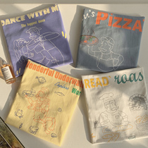 Acha and Agu four-color early spring printed short-sleeved T-shirt mens trendy brand new trend casual Joker loose jacket