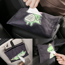 Cartoon deerskin velvet multi-function car armrest box hanging paper tissue box Chair back tissue hanging bag Car universal