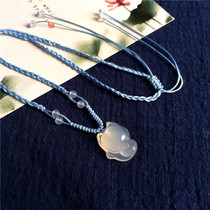 Natural ice species chalcedony small fox pendant Anti-villain small three fox necklace pendant