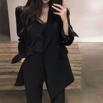 2021 autumn new chic small suit jacket womens mid-length slim Korean version of the British style casual suit top