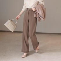 LOSTSOULS early autumn French high-quality commuter capable wide leg suit trousers legs slit straight tube casual pants