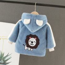 Baby new wool coat thickened girl foreign style plus velvet coat boy warm cute super cute baby cotton coat