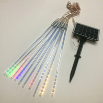 Solar LED meteor shower lamp Outdoor waterproof courtyard decorative tree lamp double-sided luminous lighting engineering color lamp