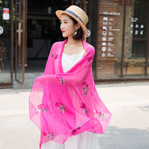 New ethnic style scarf female spring and autumn chiffon sunscreen shawl spring and autumn Joker embroidery thin silk scarf long large scarf