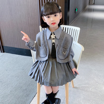 Girl Spring Outfit Three Sets Children Sports Suit Children Foreign Air Trendy Clothes Spring Fall Baby Net Red Fried Street