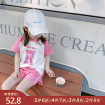 Little pudding baby baby childrens clothing 2021 new baby Summer summer children Foreign style cartoon set girls two sets