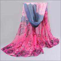 New small silk scarf womens spring and autumn long chiffon gauze towel Korean sunscreen thin shawl wild decorative scarf narrow