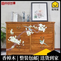 New Chinese style solid wood six-bucket cabinet camphor wood multi-drawer lockers bedroom storage cabinet living room painted drawers