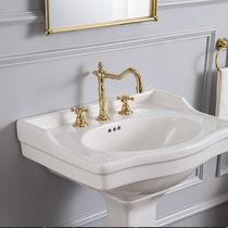 Butterfly pottery custom retro wash basin wash basin faucet three-hole mixed faucet British classical style gold